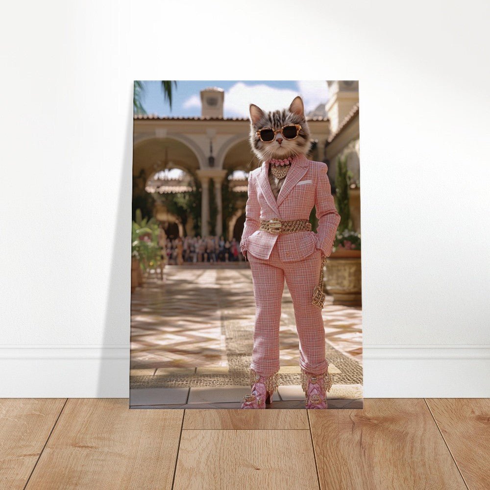 Luxury Cat in Pink Suit Canvas - ROMAG Store