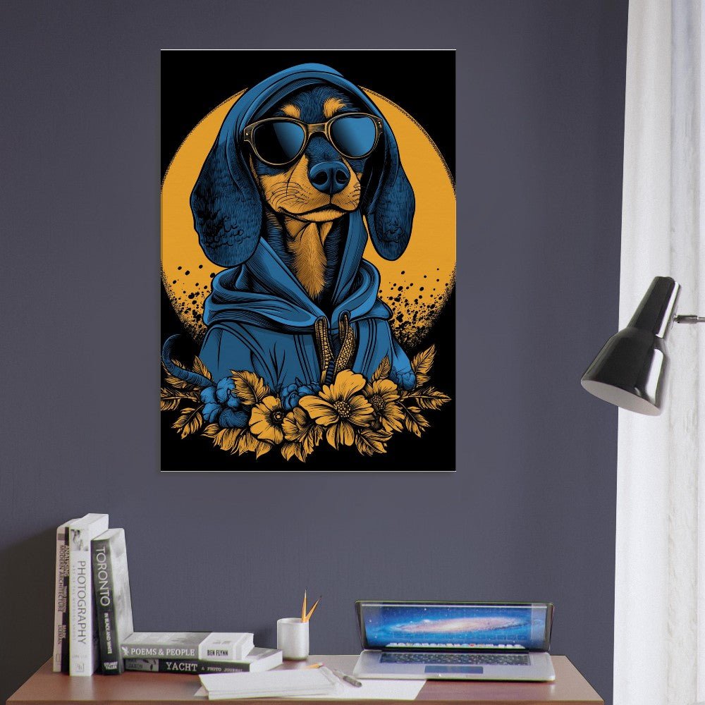 Cool Dachshund in Hoodie & Sunglasses Canvas - ROMAG Store