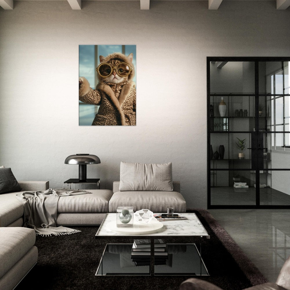 Luxury Cat in Fur Coat Canvas - ROMAG Store