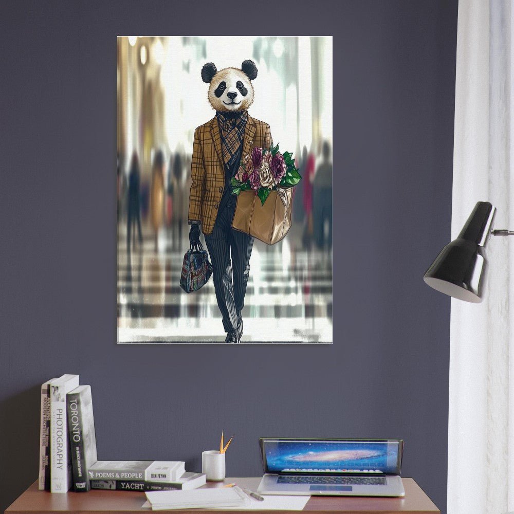 Chic Panda in Plaid Suit Canvas - ROMAG Store