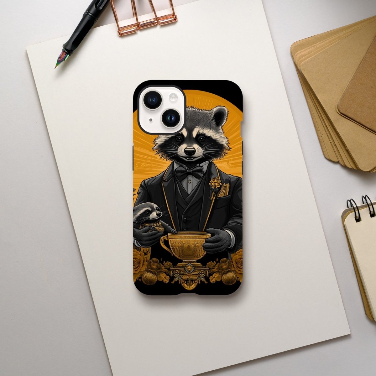 Dapper Raccoon & Pup 'Golden Hour' iPhone Tough Case - ROMAG Store