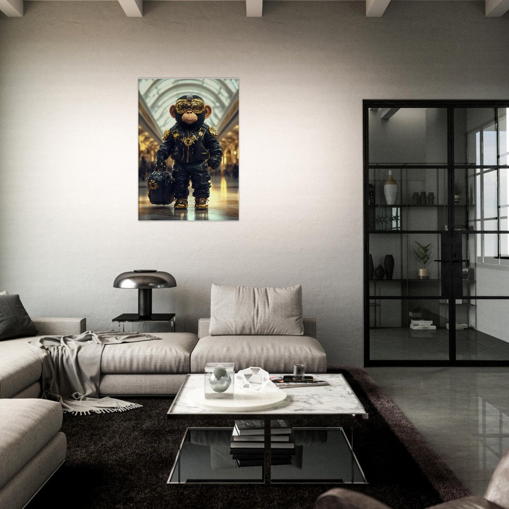 Chimp in Gold Goggles Canvas - ROMAG Store