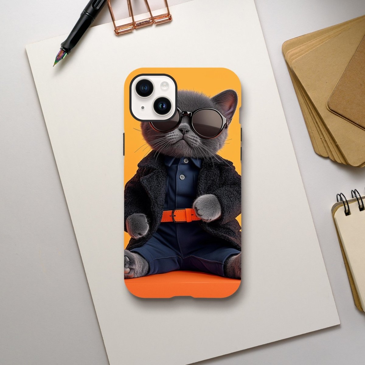 Chic Cat in Shades: Animal Fashion Week iPhone Tough Case - ROMAG Store