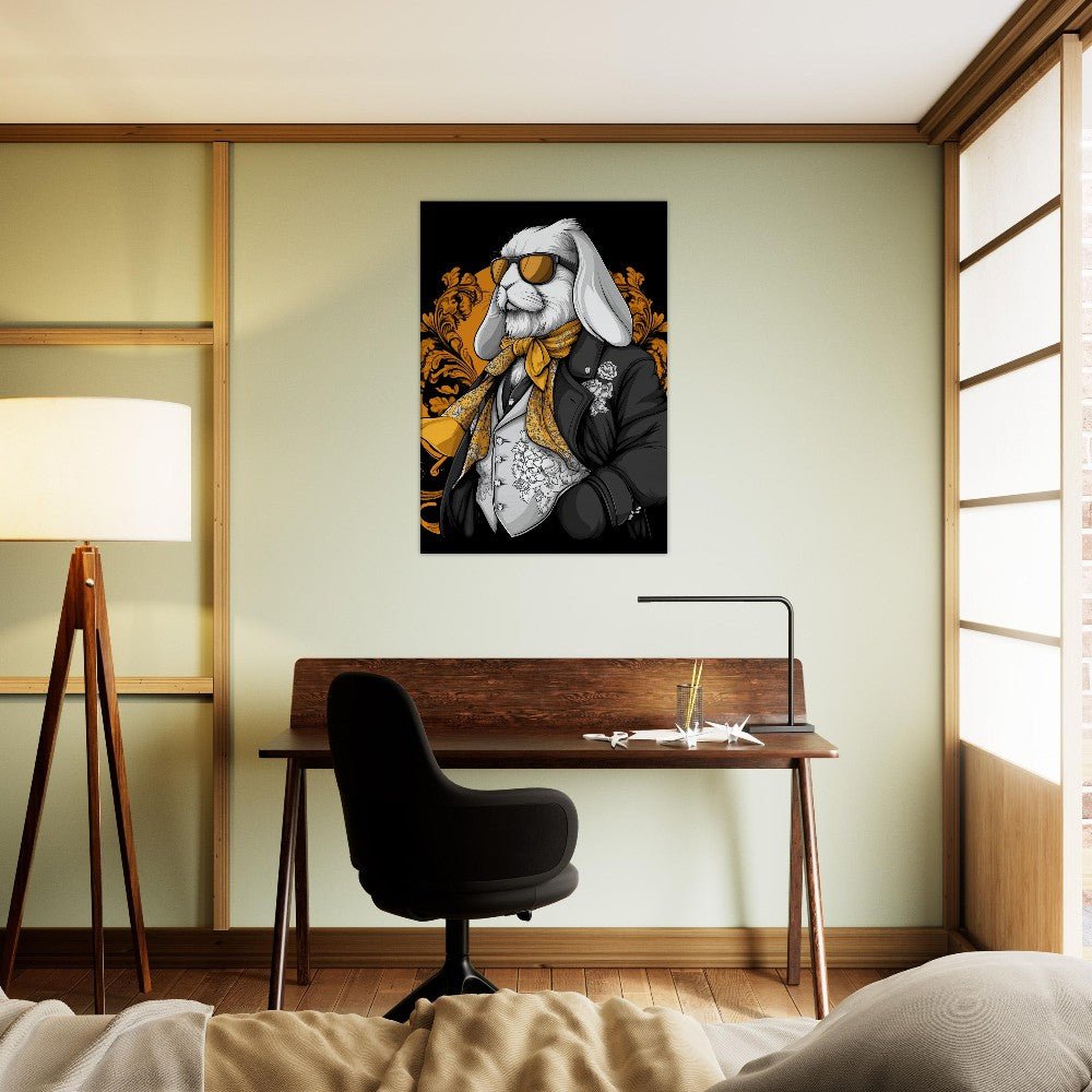 Luxury Rabbit in Suit Canvas Wall Art - ROMAG Store