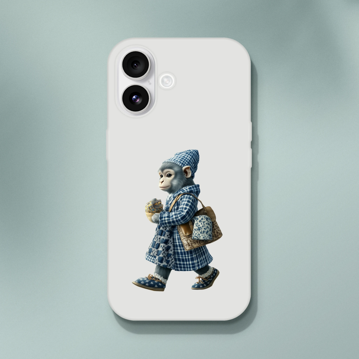 Chic Monkey in Plaid iPhone Flexi Case - ROMAG Store