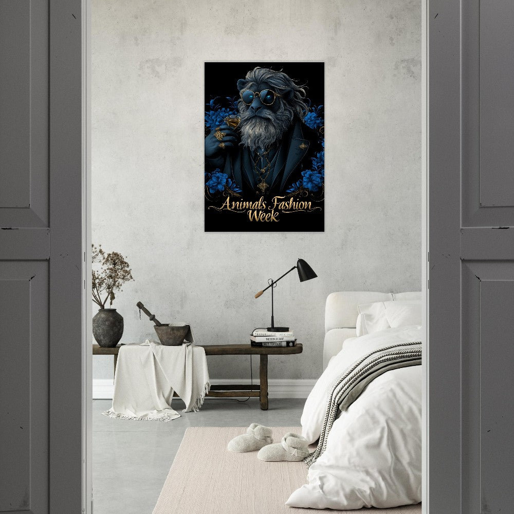Blue&Gold Luxury Lion in Suit Canvas - ROMAG Store
