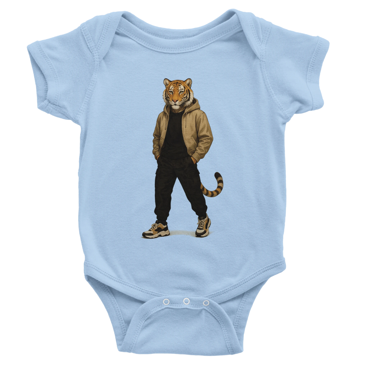 Tiger Street Style Baby Short Sleeve Bodysuit - ROMAG Store