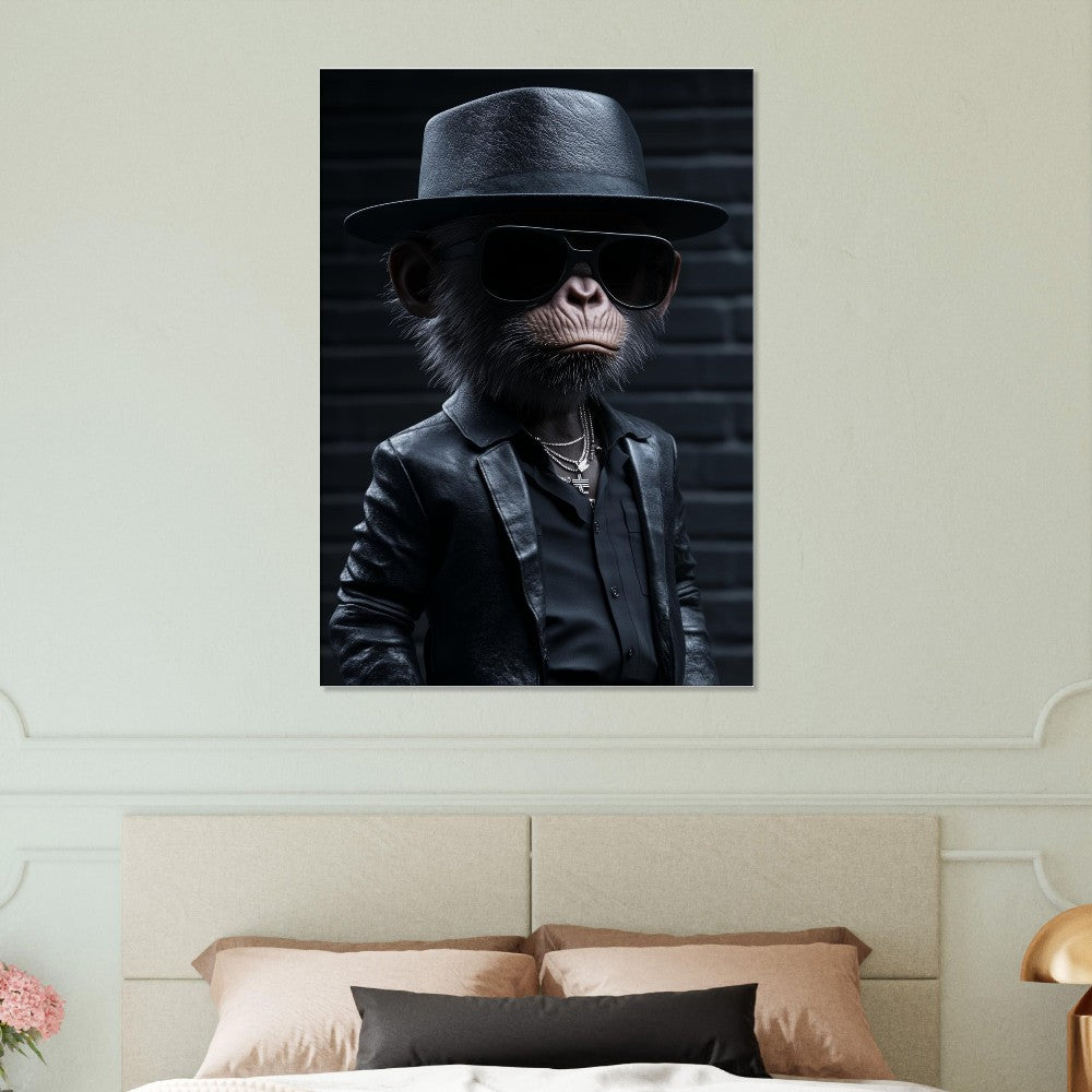 Chimp in Black Suit Canvas - ROMAG Store