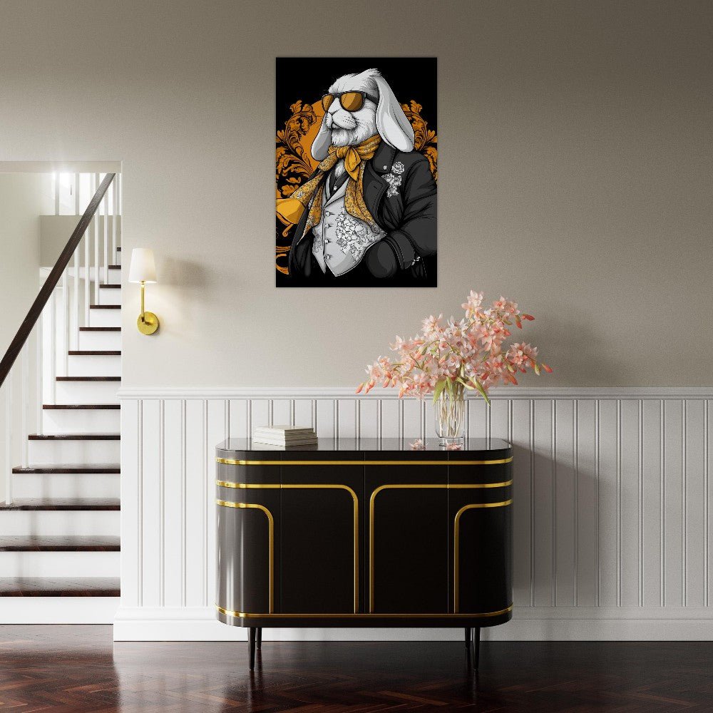 Luxury Rabbit in Suit Canvas Wall Art - ROMAG Store