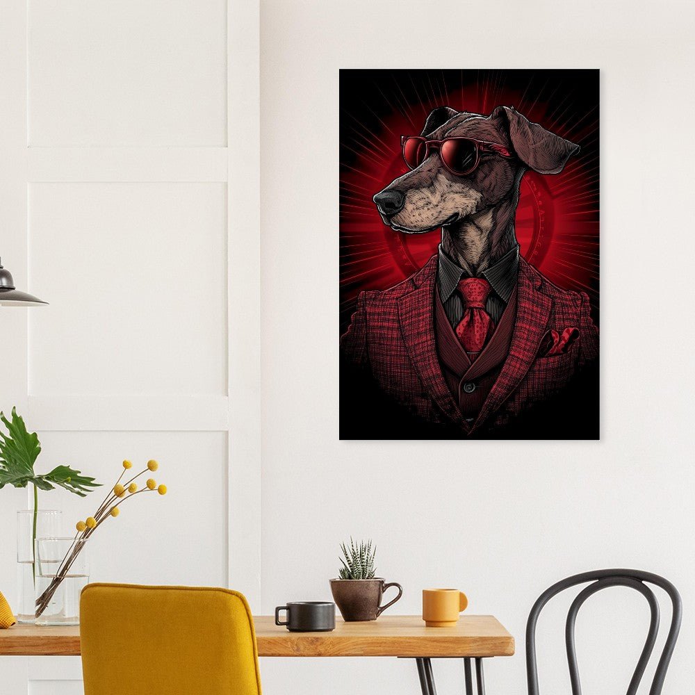 Red Suit Dapper Dog Canvas Wall Art - ROMAG Store