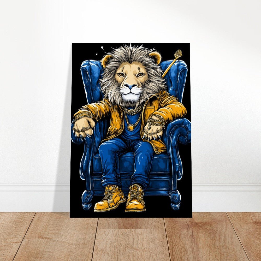 Royal Lion in Blue & Gold Canvas Art - ROMAG Store