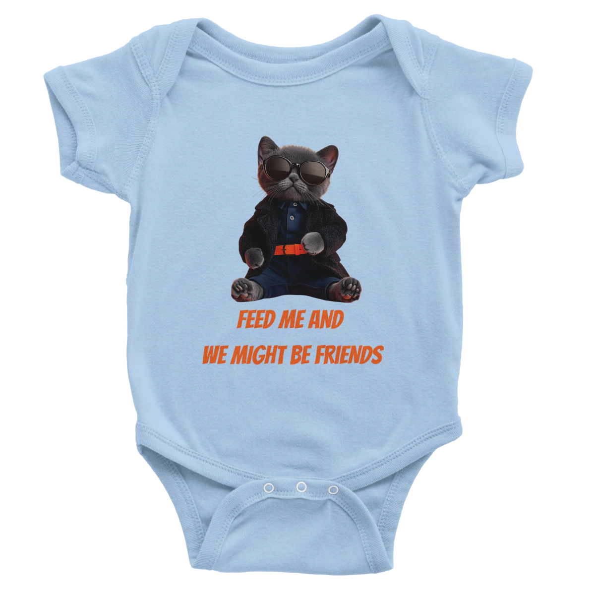 "Feed Me" Cat Baby Short Sleeve Bodysuit - ROMAG Store