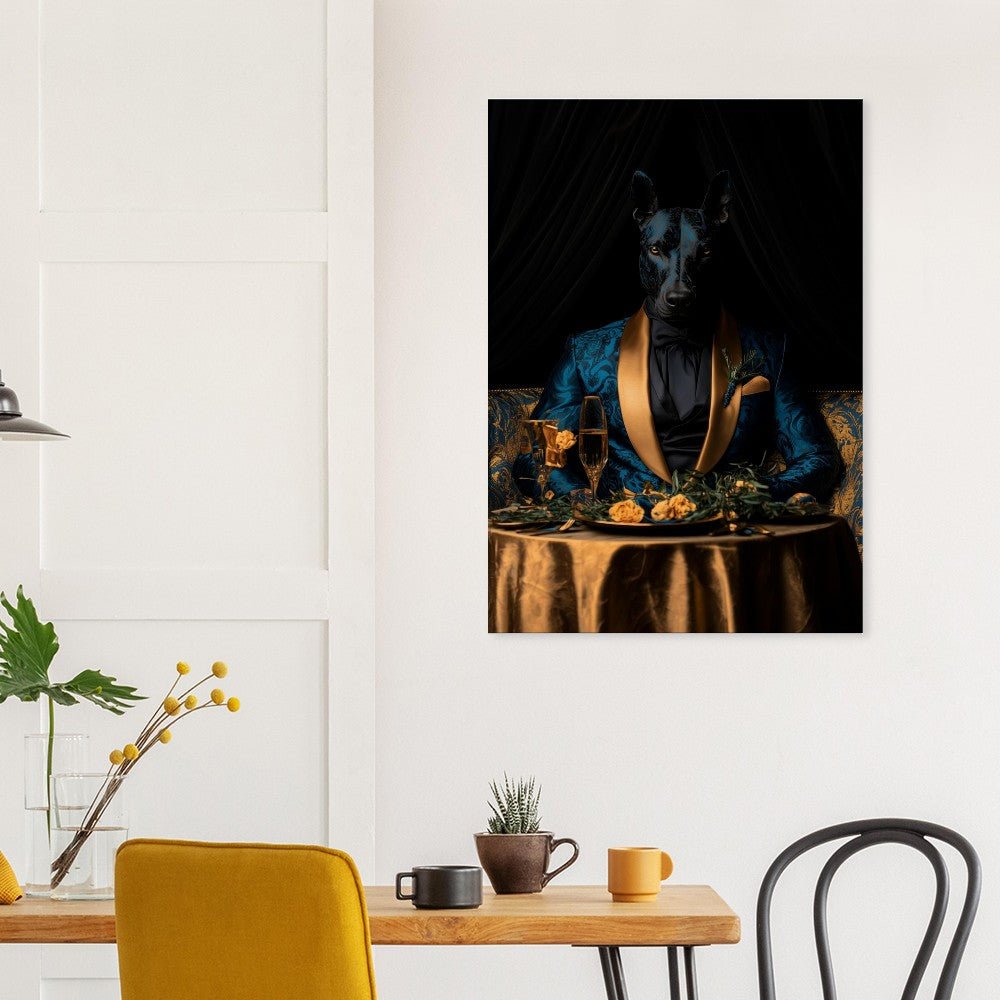 Doberman in Teal Suit Canvas - ROMAG Store