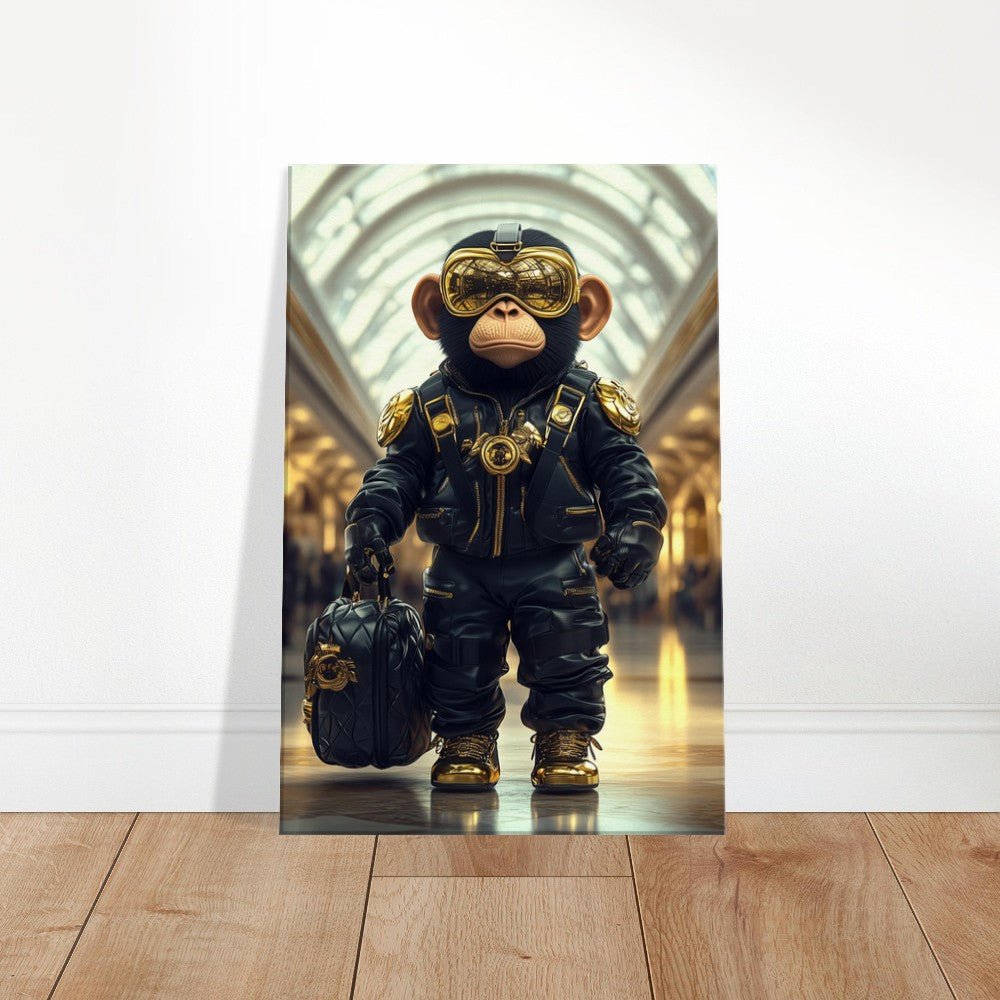 Chimp in Gold Goggles Canvas - ROMAG Store