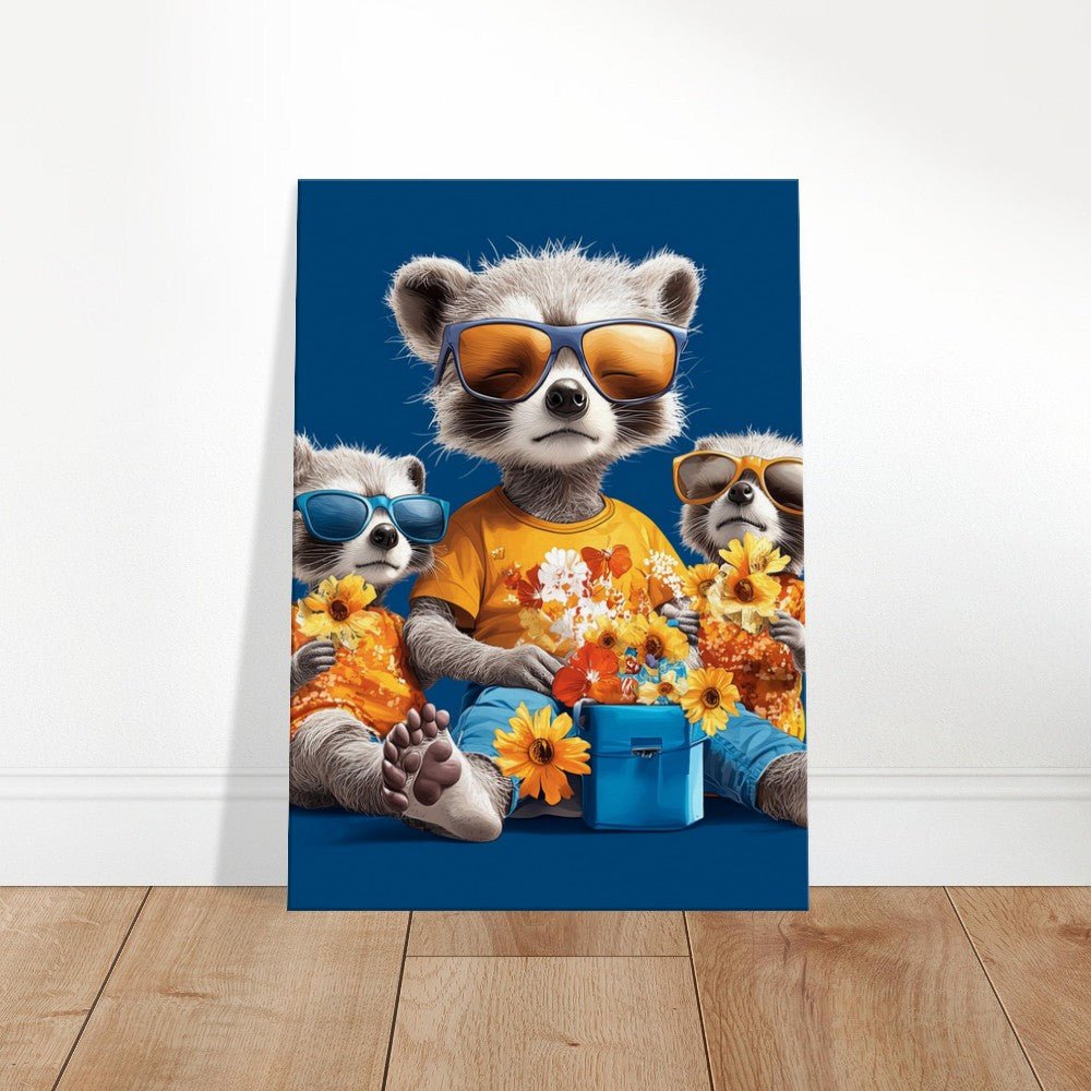 Cool Raccoon Family Canvas Art - ROMAG Store