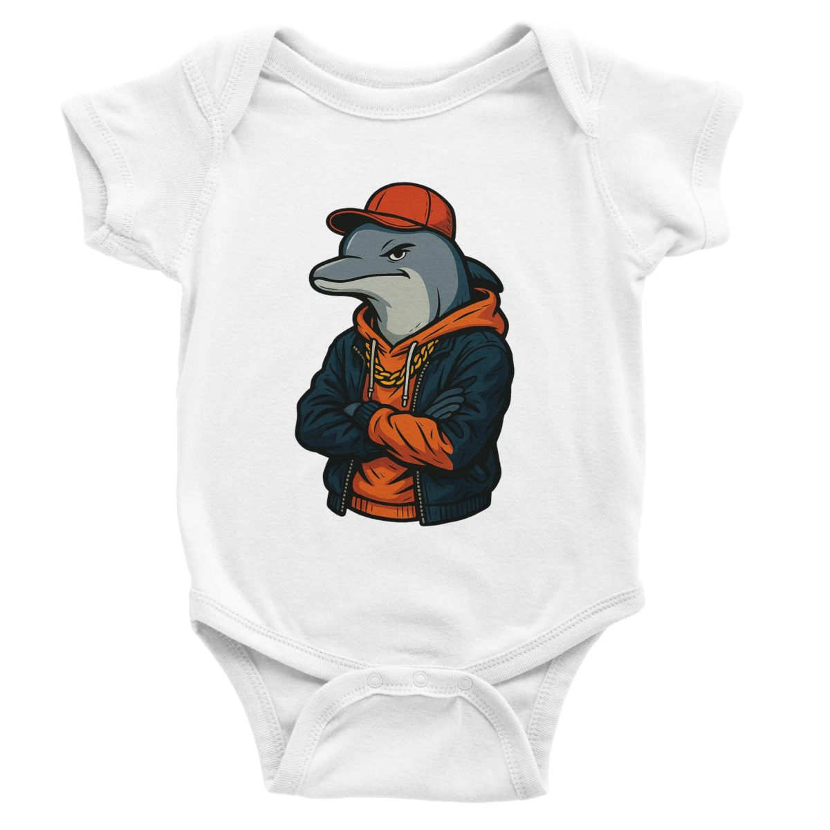 Cool Dolphin Streetwear Baby Short Sleeve Bodysuit - ROMAG Store