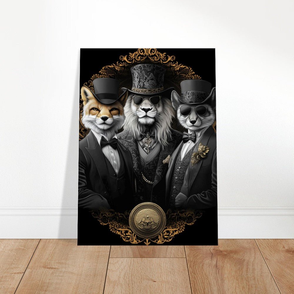 Luxury Animal Wall Art – Suited Fox & Lion Canvas - ROMAG Store