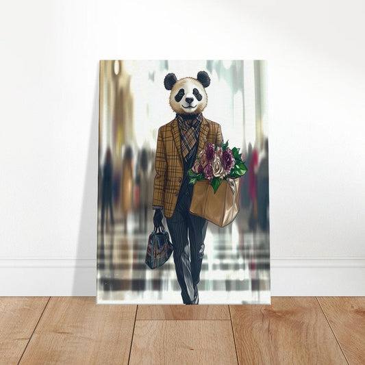 Chic Panda in Plaid Suit Canvas - ROMAG Store