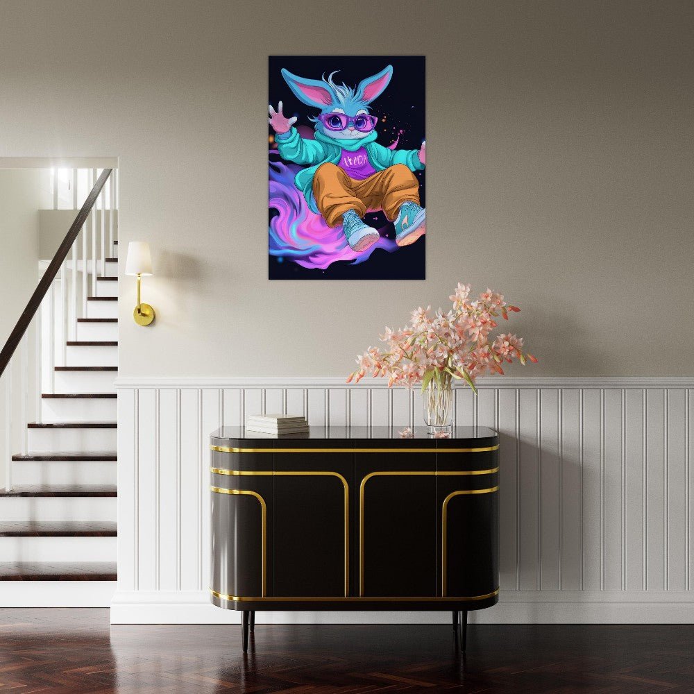Neon Bunny Canvas Wall Art - ROMAG Store