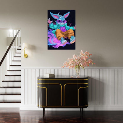 Neon Bunny Canvas Wall Art - ROMAG Store