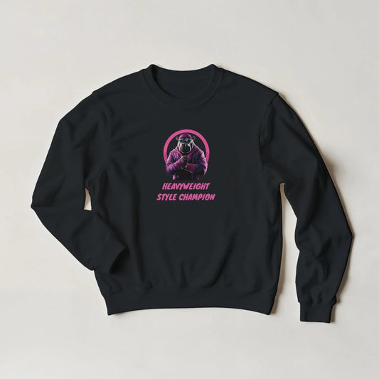 Heavyweight Style Champion Hippo Sweatshirt – Bold Streetwear Graphic in Your Choice of Hues - ROMAG Store
