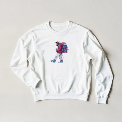 Chimp Trekker Sweatshirt – Bold Streetwear Graphic with Backpack Vibe - ROMAG Store