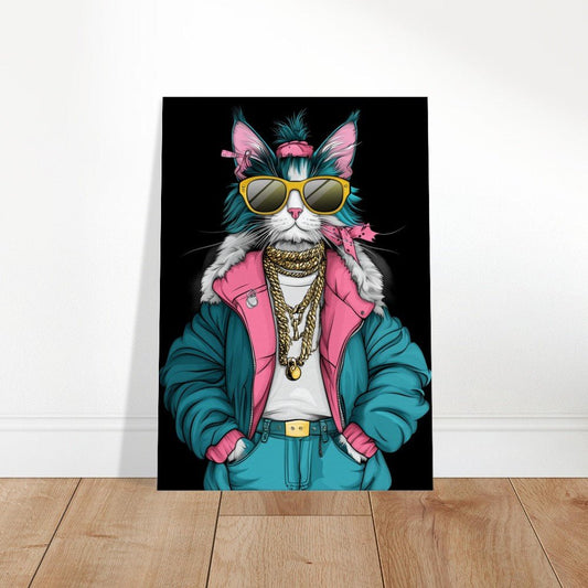 Cool Cat in Teal & Pink Canvas Art - ROMAG Store