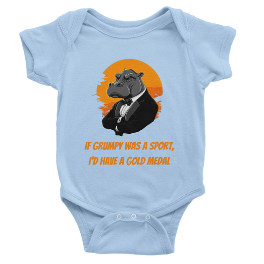 Grumpy Hippo Baby Short Sleeve Bodysuit - ROMAG Store