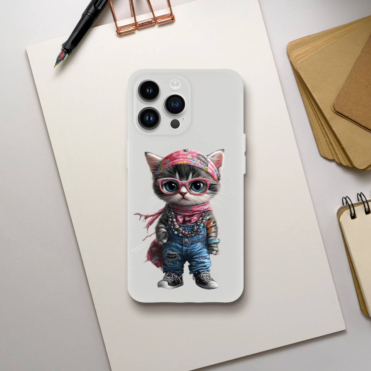 Hippie Chic Kitten iPhone Flexi Case - ROMAG Store