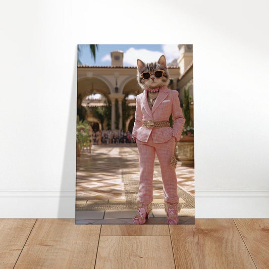 Luxury Cat in Pink Suit Canvas - ROMAG Store