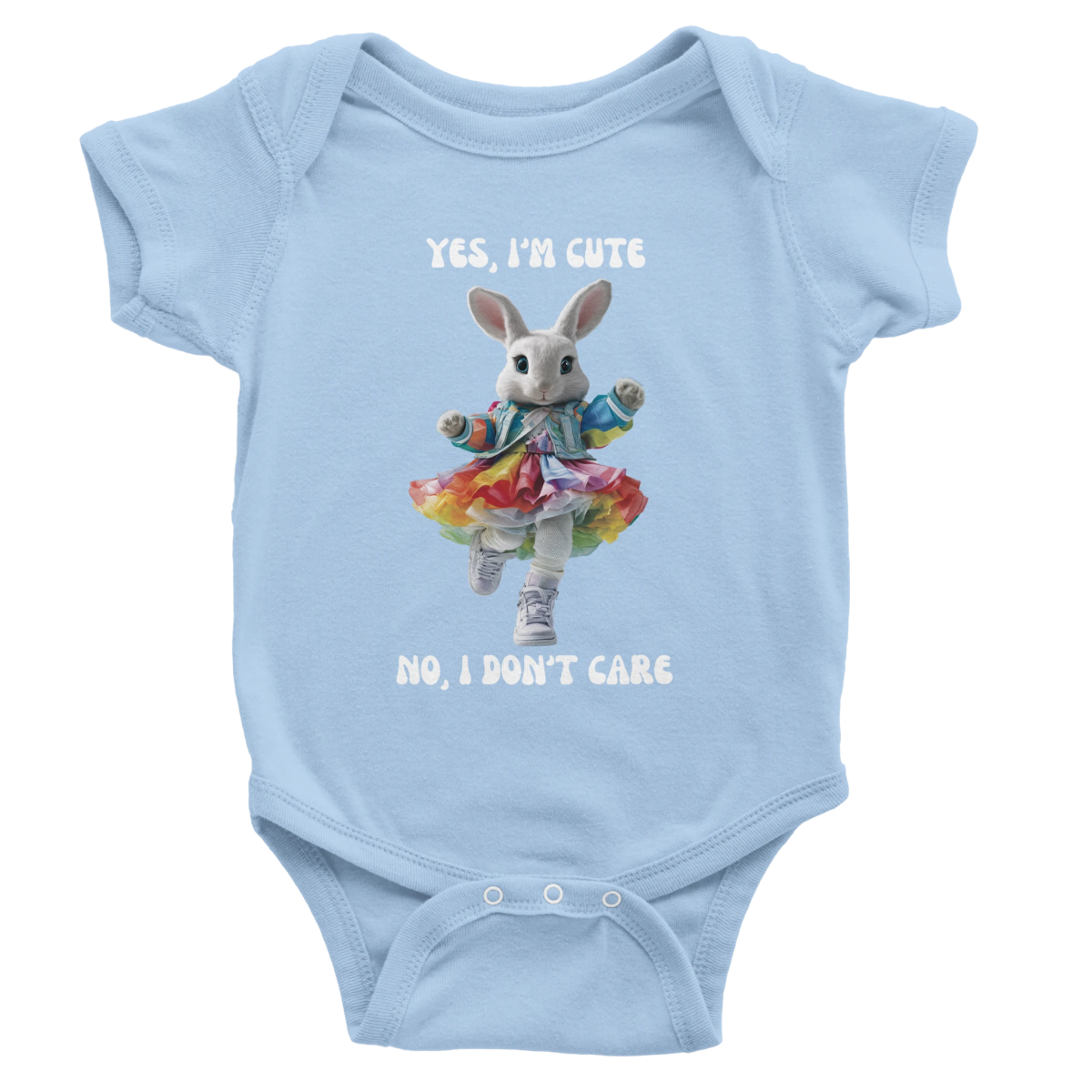 Rainbow Rabbit Diva Baby Short Sleeve Bodysuit - ROMAG Store