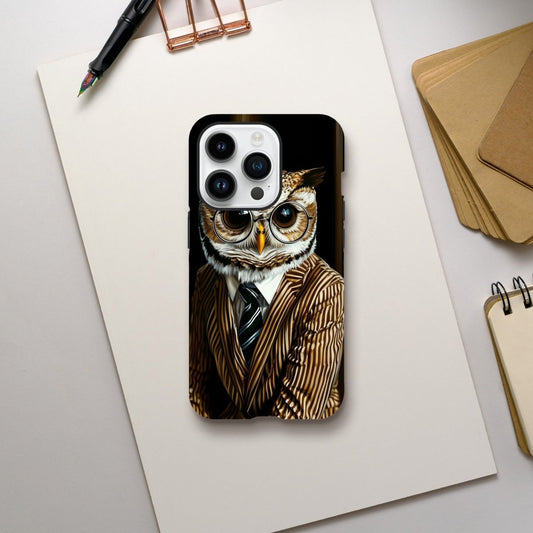 Sophisticated Owl in Pinstripes iPhone Tough Case - ROMAG Store
