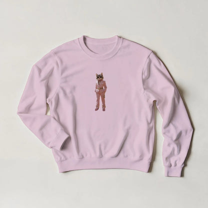 Sassy Feline Sweatshirt – Chic Pink Suit & Shades Streetwear Graphic - ROMAG Store