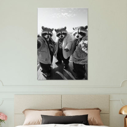 Urban Raccoon Squad Canvas Art - ROMAG Store