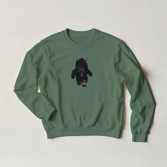 Alpha Cat Hoodie – Gold Chain Streetwear Graphic Sweatshirt - ROMAG Store