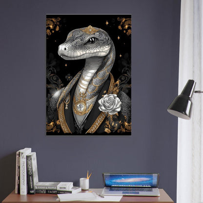 Regal Snake in Black & Gold Suit Canvas - ROMAG Store
