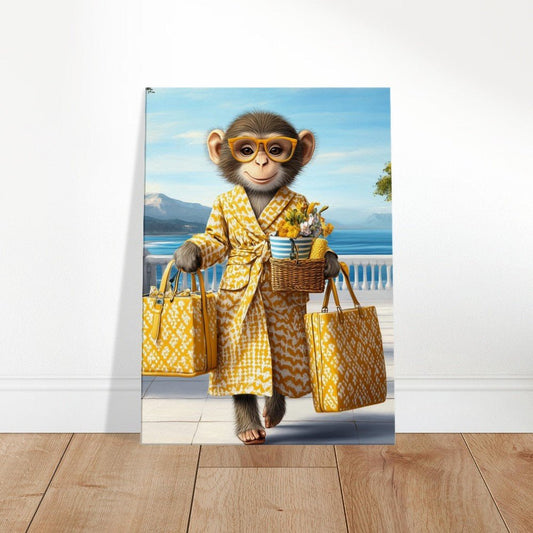 Chic Monkey in Robe Canvas Print - ROMAG Store