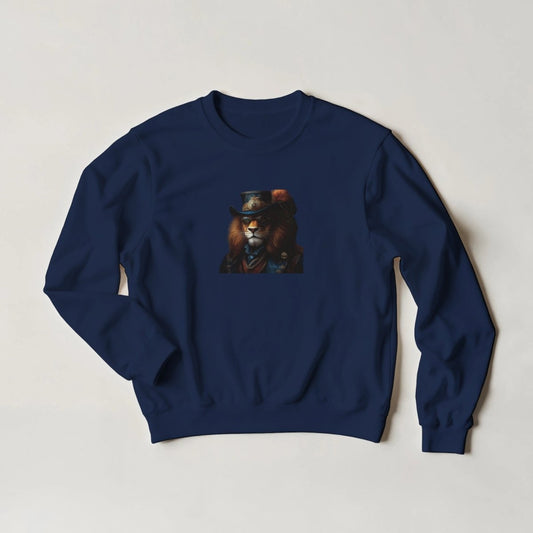 Regal Lion Sweatshirt – Steampunk Monarch Graphic in Your Choice of Six Bold Hues - ROMAG Store