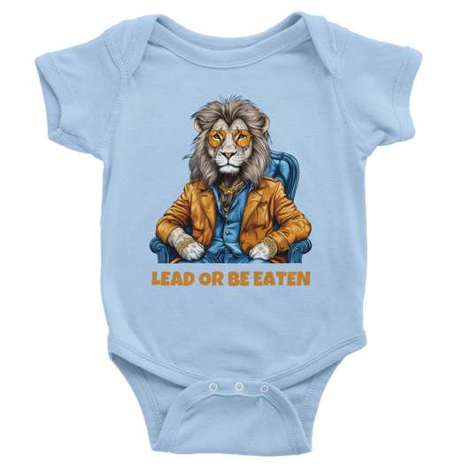 Lead or Be Eaten Lion Baby Short Sleeve Bodysuit - ROMAG Store