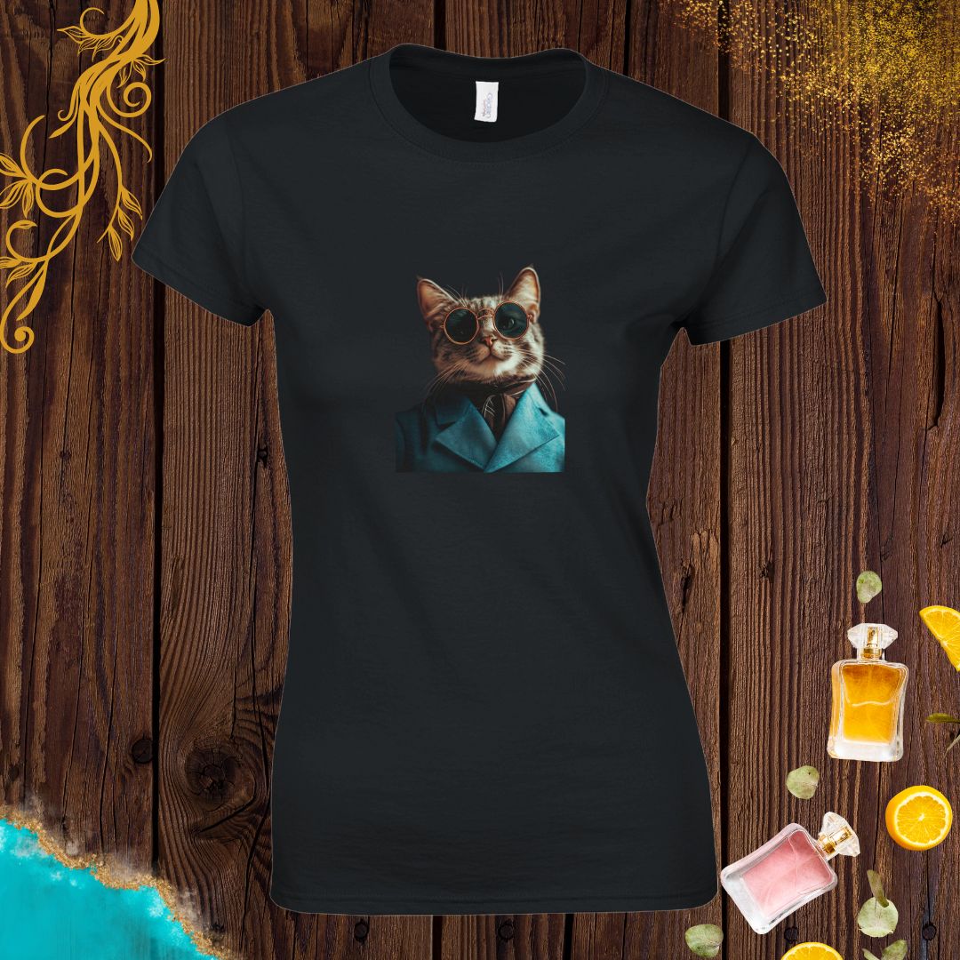 Cat at Animals Fashion Week Womens T-shirt