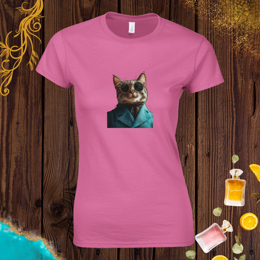 Cat at Animals Fashion Week Womens T-shirt