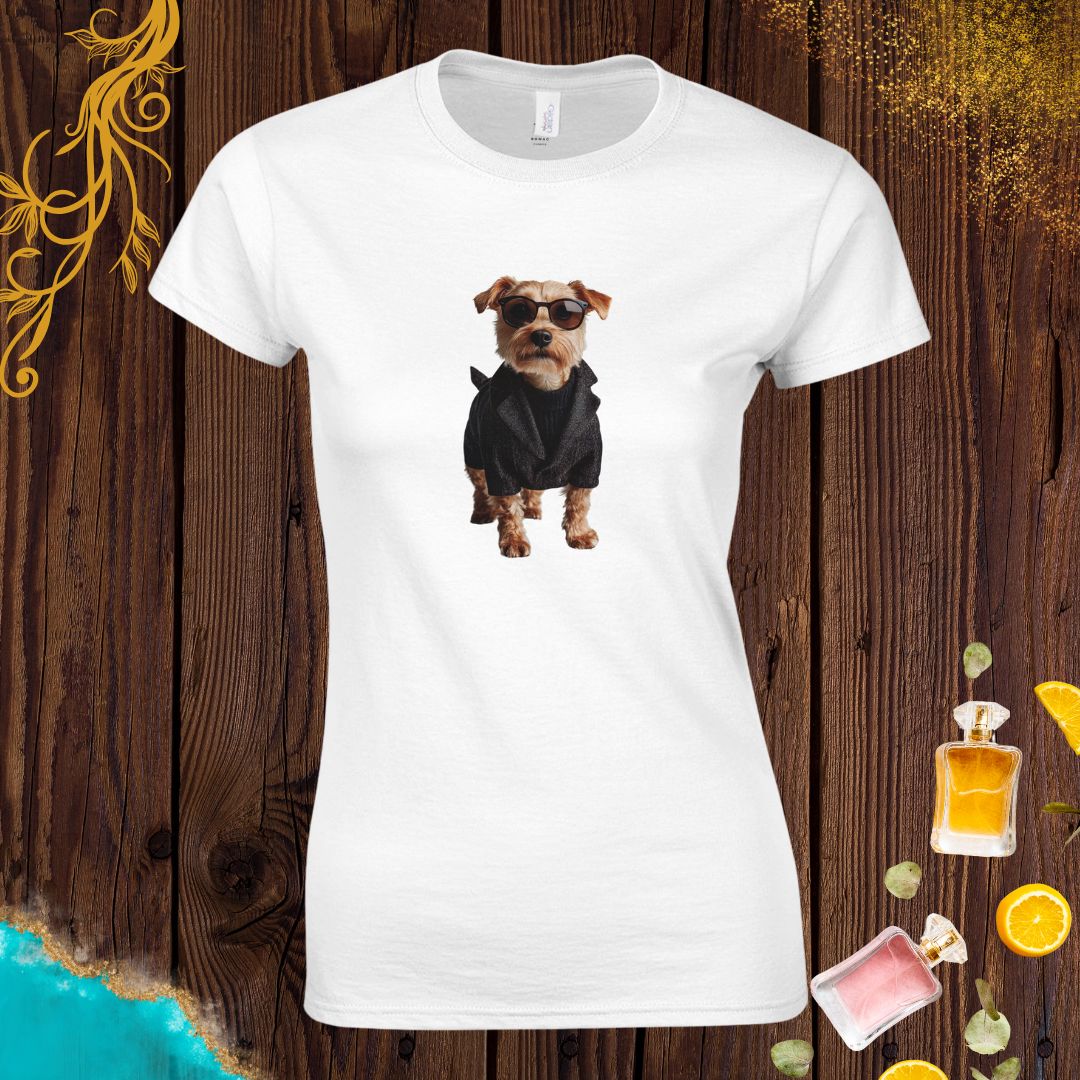 Dog at Animals Fashion Week Womens T-shirt