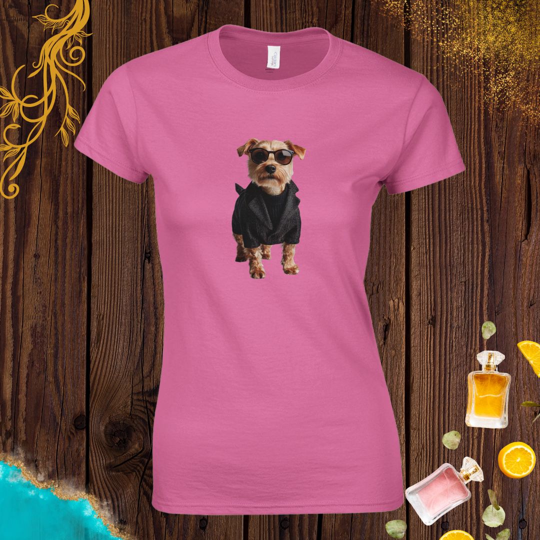 Dog at Animals Fashion Week Womens T-shirt