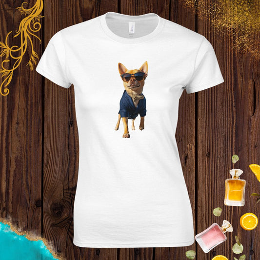 Chihuahua Dog at Animals Fashion Week Womens T-shirt