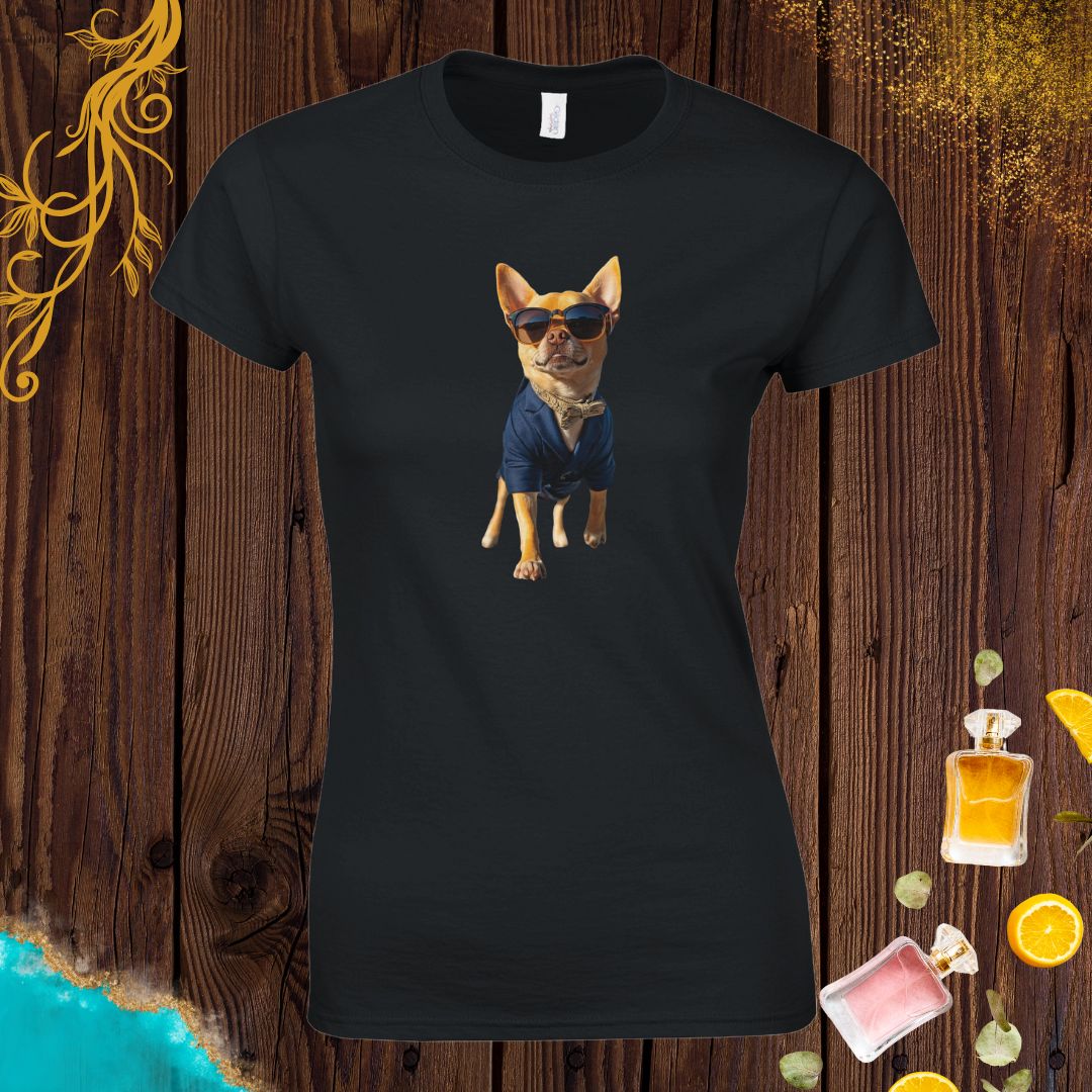 Chihuahua Dog at Animals Fashion Week Womens T-shirt