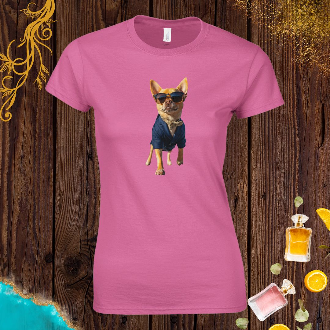 Chihuahua Dog at Animals Fashion Week Womens T-shirt