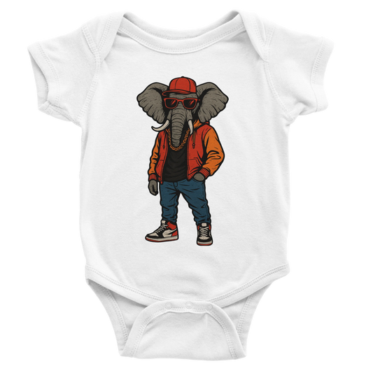 Urban Streetwear Elephant Baby Short Sleeve Bodysuit - ROMAG Store