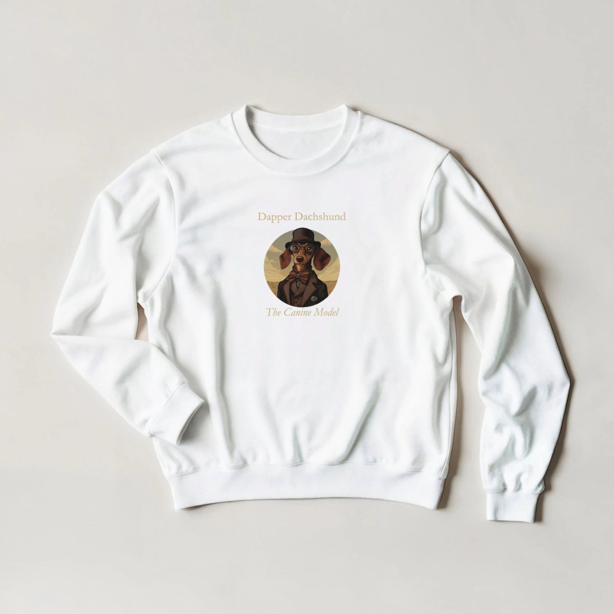 Dapper Dachshund Sweatshirt – The Canine Model Streetwear Graphic Tee - ROMAG Store