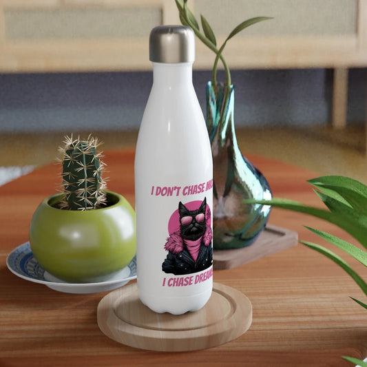 Retro Pink 'I Chase Dreams' Cat Water Bottle - ROMAG Store