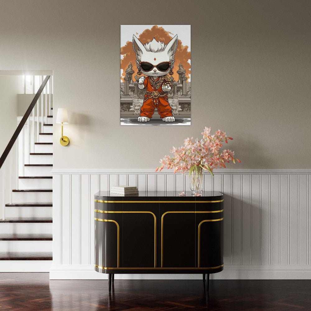Chic Cat in Robe Canvas Art - ROMAG Store
